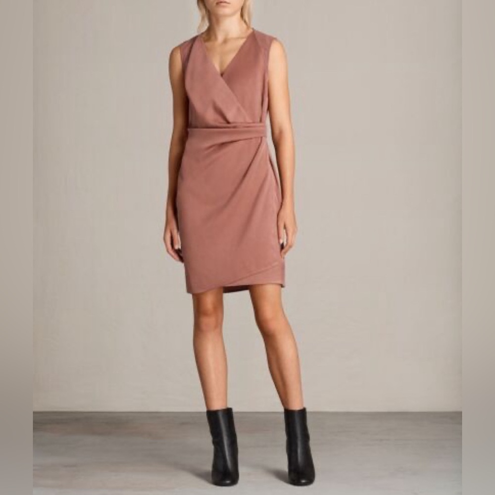 Allsaints Anika mini dress pink semi-formal wedding guest cocktail date night